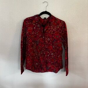 Ralph Lauren Red Floral Blouse